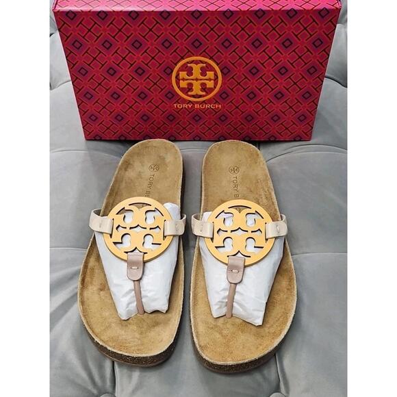 Tory Burch Miller Cloud Leather Sandals Womens Shoes 13 New - Picture 3 of 16